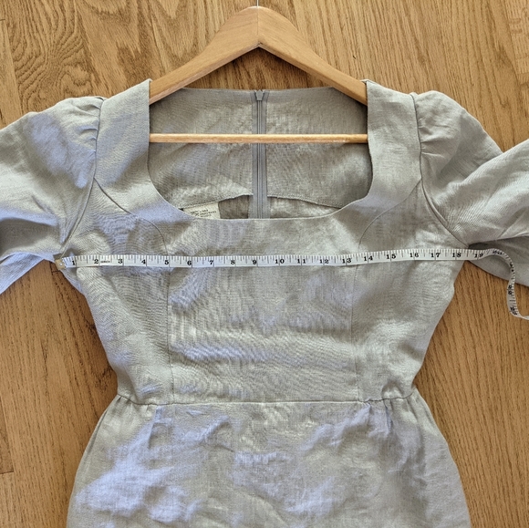 Linen Puff Sleeve Dress Light Gray - Picture 4 of 8